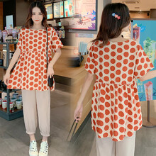 孕妇裤夏天外穿宽松舒适孕妇装夏装时尚新款托腹孕妇打底短裤夏季孕妈装休闲孕妇T恤短袖上衣孕妇套装 V领套装8099 M