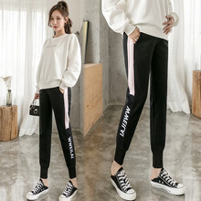 苒琦妈咪孕妇裤春季外穿长裤春秋款时尚潮妈休闲运动裤打底裤春款上班裤 黑色【春秋款】 L
