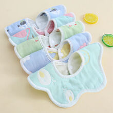 婴儿宝宝口水巾 新生儿纯棉纱布围嘴宝宝防水360度旋转吐奶巾吃饭围兜 男宝款(5条装)