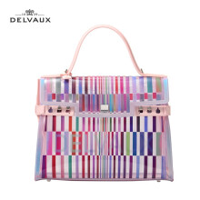 DELVAUX包包奢侈品女士/中性斜挎单肩手提包Tempete系列限定款 小彩虹樱花粉