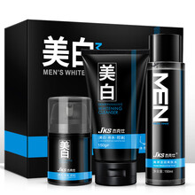 杰克仕男士美白控油保湿洗面奶去黑头去油收缩毛孔祛男生补水去角质氨基酸痘泡沫痘印洁面乳男 洗面奶+爽肤水+面霜(礼盒装)