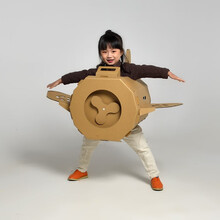 折纸恐龙儿童瓦楞纸房子涂鸦包创意手工制作DIY子色拼插玩具游戏屋 飞机