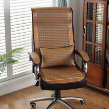 凉席坐垫靠背一体办公室久坐电脑夏季椅垫夏天透气竹凉垫椅子座垫 宽边 滕面格藤面+腰枕 坐50x52+背50*85  送扶手垫