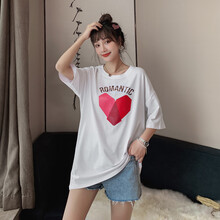 孕妇装夏装时尚潮妈哺乳外出短袖T恤春夏季上衣中长款外穿孕妇裙夏天大码孕妈装宽松舒适孕妇连衣裙子新款 白色普通款 M