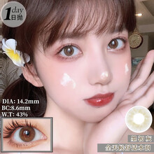 【赠送润眼液镜盒套装】 美瞳日抛艾爵彩色隐形眼镜大小直径自然混血美瞳女男学生混血韩版 抖音网红 14.2/8.6 墨初灰 10片 0