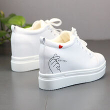 WANG小白鞋女厚底运动休闲鞋单鞋百搭韩版鞋街拍白色10cm内增高女鞋 白色棉鞋 宝贝+关注店铺礼物哦