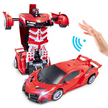 遥控汽车变形一键变形汽车机器人大黄蜂兰博基尼儿童玩具汽车男孩生日礼物节日礼物手势感应遥控车可充电 【兰博基尼红色】升级手势感应变形双模式