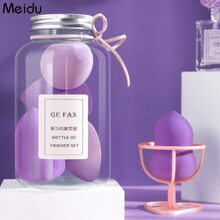 美杜Meidu 美妆蛋  3个4个5个装粉扑干湿两用化妆蛋彩妆美妆蛋 化妆海绵球 美容礼盒装 美妆蛋5只罐装带蛋架【紫色系】