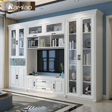 北欧客厅电视柜现代简约组合墙背景墙多功能储物欧式电视机柜茶几 H款(罗马柱元素):3150*360*2080