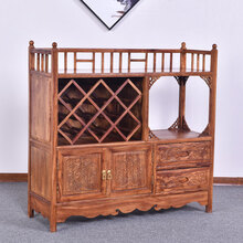 青龙韵阁 红木家具非洲花梨（学名：刺猬紫檀）餐边柜实木茶水柜储物柜酒水柜置物柜玄关柜中式碗柜边柜