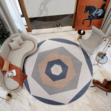 港龙 地毯北欧轻奢圆形简约现代客厅沙发茶几毯满铺卧室房间衣帽间 DFQ01 直径0.8米