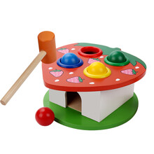 木质早教婴幼儿童益智玩具打地鼠玩具锤子敲打游戏机女孩1-2-3岁 草莓敲球台