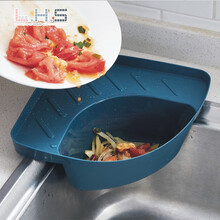 厨房沥水篮三角厨余漏水篮水槽边湿垃圾海绵架沥水过滤置物洗碗架 深蓝色 1个