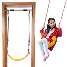 儿童秋千软板室内门框墙壁户外公园单杠荡秋千 黄色门框(1.2米短杠)+户外套装