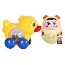 儿童玩具手拉车 宝宝拖拉学步玩具车幼儿园1-3岁儿童牵引手拉绳响铃鸭子拉线小狗MSY 拉线鸭+不倒翁故事机