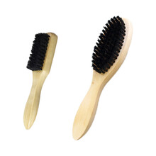 2把刷子套装猪鬃毛木柄刷鞋油刷柔软毛不伤鞋光面皮鞋刷油皮具抛光上色刷子 单面刷+长柄刷