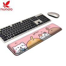 花朵 DIY锁边键盘护垫 记忆棉鼠标垫护腕键盘手托垫子游戏护腕垫 萌萌猫（锁边）