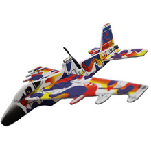 广场电动泡沫手抛充电拼装旋转户外固定翼航模儿童小马达飞机玩具 015蓝色 官方标配