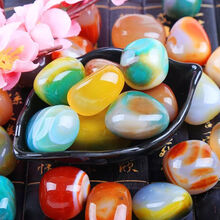 南京雨花石原石天然鹅卵石多肉铺面鱼缸花盆盆栽彩色小石头子 圆形中玛瑙2-4CM(一斤)