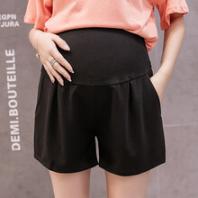 孕妇裤夏天外穿宽松舒适孕妇装夏装时尚新款托腹孕妇短裤潮流孕妈装夏季休闲孕妇打底裤 黑色 M