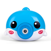 育儿宝 儿童泡泡机玩具男孩女孩网红小猪泡泡相机自动吹泡泡枪泡泡水 海豚泡泡机【蓝色】（送电池）