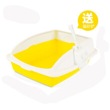 瀚品猫砂盆特大号半封闭式猫沙盆幼猫砂铲猫屎盆猫厕所 大号黄色