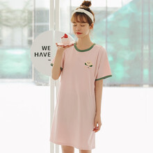 米度丽 孕妇睡衣夏季薄款产后哺乳睡裙宽松短袖夏天喂奶衣服月子服家居服 92092 粉绿 L码