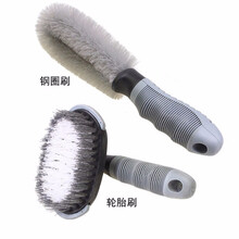 那卡汽车钢圈刷轮毂清洁刷轮胎刷洗车刷 轮毂刷子 软握把轮胎刷 灰色轮胎刷+轮毂刷两件套