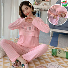 夏季月子服薄款产后莫代尔喂奶夏天全棉透气套装吸汗大码纯棉哺乳 粉红色 M适合80-100斤