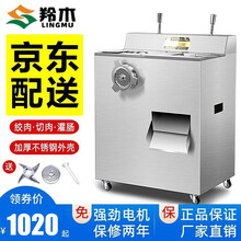 羚木 绞肉机商用大型绞切肉机绞切两用机酒店用大功率电动不锈钢多功能切菜机切片机切丝机灌肠机绞馅机 配置1型(非防锈型 )