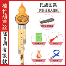 葫芦丝乐器初学者c调降b儿童小学生入门演奏成人男女自学 楠竹考级降B 调(民族图案)