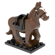 兼容乐高战马中世纪士兵骑马 摩托车 积木人仔坐骑动物小颗粒积木