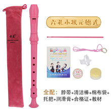 奇美竖笛乐器初学者高音8八孔入门6六孔儿童德式笛子小学生课堂乐器英式 （全配）六孔德式小状元（粉色）送布套教材