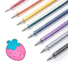 六品堂闪光啫喱笔彩色中性笔闪亮金属幻彩双色一笔两色荧光笔记号笔珠光绘画水笔1.0mm