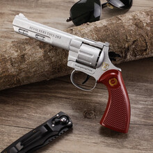 80后怀旧金属砸纸枪左轮手枪抢信号纸枪皮筋枪道具儿童玩具枪 史密斯左轮银色