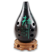 米囹 满口埙十孔演奏款 10孔陶埙古埙熏勋损土梁 多调可选 满口埙绿色静字黑陶 右起 G调