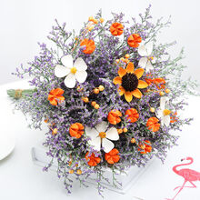 云南天然干花花束情人草真花招财果风干ins网红装饰居家摆件花瓶SN9845 花开富贵橘色 不带花瓶