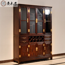 质木匠 红木家具 印尼黑酸枝 (学名:阔叶黄檀）全实木酒柜新中式客厅间厅柜隔断柜储物柜玄关柜屏风 1.55M酒柜