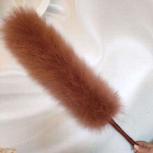 加密纯羊毛掸鸡毛掸子除尘家用打扫清洁家务工具不掉毛车用可水洗 咖啡色毛加长款手柄22  毛区48