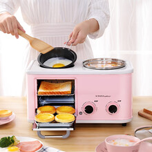 荣事达Royalstar早餐多功能三合一烤面包机家用多士炉三明治吐司机煎蛋料理机电煮锅 梦幻桃粉