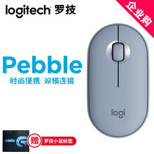 罗技（Logitech）Pebble 蓝牙鼠标 鹅卵石轻薄静音鼠标 蓝牙无线双模 便携时尚鼠标 【Pebble鹅卵石】雾霾蓝