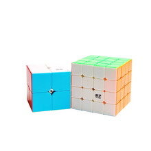 奇艺魔方格二阶三阶四阶五阶魔方顺滑实色免贴纸比赛魔方玩具套装 二阶_四阶