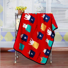 佩迪熊狗狗猫咪毛毯盖毯洗澡毛巾 宠物卡通印花法兰绒猫狗窝垫毯子猫咪泰迪保暖冬季狗被子 毛毯-茶杯红 L-85*60cm