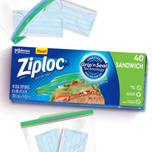 Ziploc 密保诺 食品密封袋 小号40个 可重复使用 保鲜袋 收纳袋 防潮袋 储奶袋 微波炉可用 冰箱 厨房