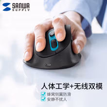 SANWA SUPPLY 人体工学无线双模鼠标 Type-c/USB双接收器 静音按键 蓝光LED GMADW8 Type-c/USB无线双模 高位款