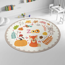 KAYE 卡通圆形地毯可爱北欧ins风书房电脑转椅吊篮吊椅垫加厚家用吸水防滑儿童房床前垫子 宠物乐园 80×80 cm