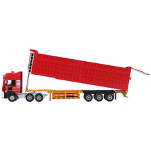 精邦1:50重型卡车儿童合金汽车模型玩具翻斗车高栏车运输车货车油罐车盒装合金快递运输车集装箱加油站 重型卡车翻斗车红
