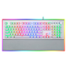 狼蛛L2098机械键盘 旋钮背光键盘 宏编程键盘 电竞游戏键盘 电脑笔记本键盘 幻彩手托  L2098银白（RGB四核）冰轴+手托