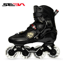 米高SEBA轮滑鞋溜冰鞋成人KSJ2平花鞋直排旱冰鞋花式要桩刹车款式 黑色KSJ2 37