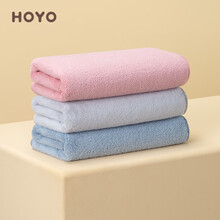 日本HOYO雪滑绒毛巾三条装 家用干发巾成人男女非纯棉毛巾吸水 儿童婴幼儿可用大毛巾 樱若+薄墨+千草
